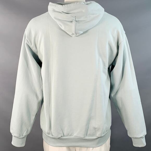 RIVIAN Size L Normal Light Blue Logo Cotton Hooded Sweatshirt - Picture 4 of 5
